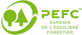 logo PEFC car nous en engageons à n'utiliser que du bois pour nos ossatures provenant de forêts gérées de façon durable